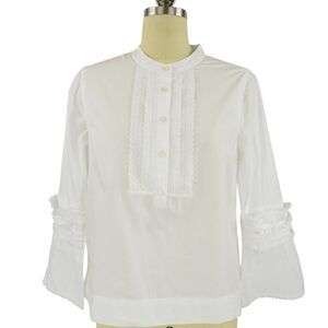 J. Crew Embroidered Bell-Sleeve Top White Size